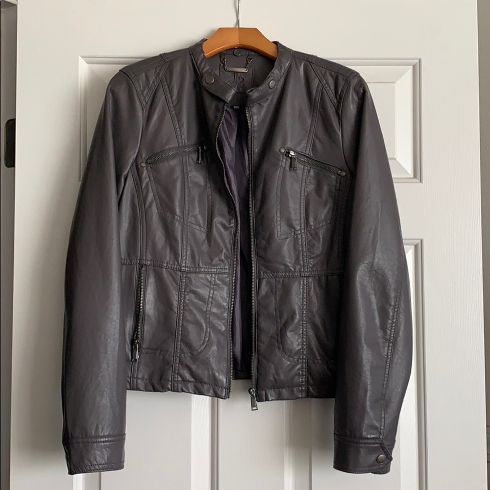Faux leather moto jacket